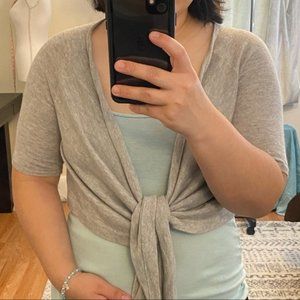 Rebecca Taylor Silk Cashmere Shrug Cardigan Gray M